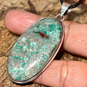 Green Chrysocolla in Quartz Pendant 2 1/4”